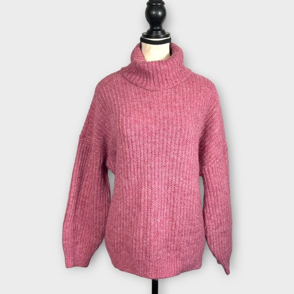 OLD NAVY Tunic Length Pullover Sweater LARGE Marled Pink Cozy NEW - Picture 1 of 8